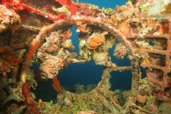 Inside the nose of Chuuk Lagoons Emily Flying Boat by Terry Moore 